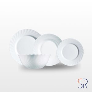 Vajilla 19 piezas vidrio opal blanco Trianon Luminarc