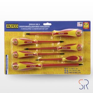 Juego de 6 Destornilladores Aislados para Electricista con Mango Bimaterial
