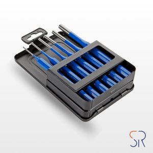 Juego de 6 Botadores Cilíndricos en Caja Métalica