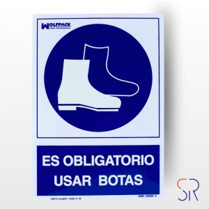 Cartel Obligatorio Uso de Botas 30x21 cm.