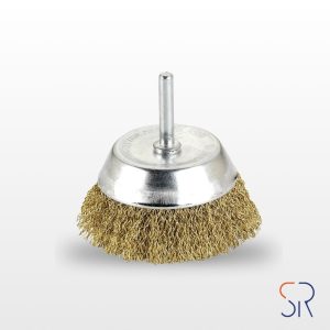 Cepillo de Taza Alambre Ondulado Latónado con Vástago